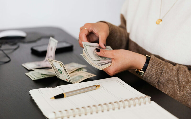 Woman counting money